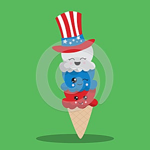 4TH OF JULY ICE CREAM CONE TRIPPLE RED HAT 07 photo