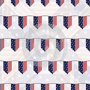 4th of July Stars Abstract Seamless Pattern, colored as USA Flag. Vector Illustration of Stars Background for Celebration Holiday