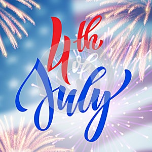 4th July USA fireworks greeting card