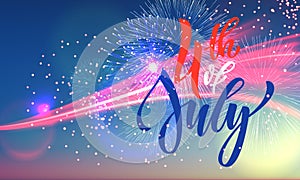 4th July USA fireworks greeting card