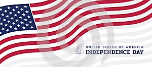 4th of july USA independence day - abstract waving american national flag on white background vector design