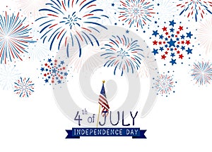 4th of july USA Independence day design of fireworks on white background vector illustration