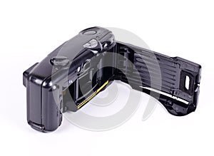 Th open film compartment of a camera