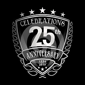 25th shield anniversary logo. 25th vector and illustration. photo