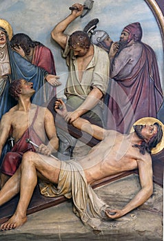 11th Stations of the Cross, Crucifixion, Basilica of the Sacred Heart of Jesus in Zagreb photo