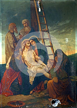 13th Stations of the Cross, Jesus` body is removed from the cross