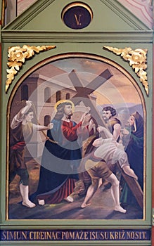 5th Stations of the Cross, Simon of Cyrene carries the cross