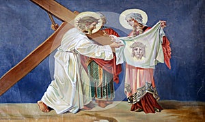 6th Stations of the Cross, Veronica wipes the face of Jesus photo