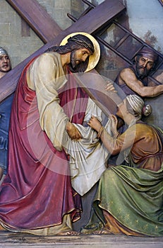 6th Stations of the Cross, Veronica wipes the face of Jesus photo