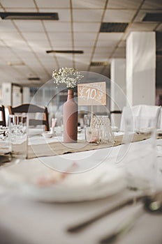 10th table in the wedding banquet hall in rustic style