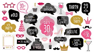 30th thirty birthday photo booth props set photo