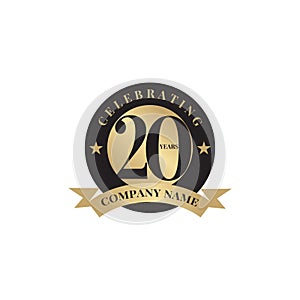 20th year anniversary emblem logo design template photo