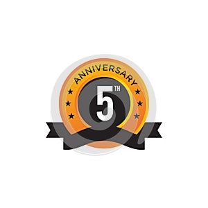 5th year anniversary emblem logo design vector template