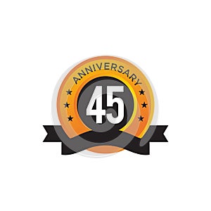 45th year anniversary emblem logo design vector template
