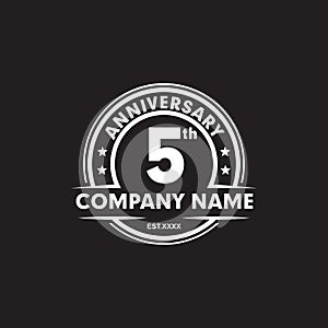5th year anniversary emblem logo design vector template