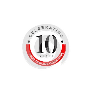 10th year celebrating anniversary emblem logo design