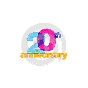 20th Years Anniversary Celebration Icon Vector Logo Design Template.