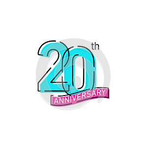 20th Years Anniversary Celebration Icon Vector Logo Design Template