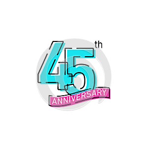 45th Years Anniversary Celebration Icon Vector Logo Design Template