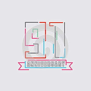 91th Years Anniversary Logo Birthday Celebration Abstract Design Vector photo