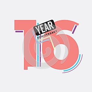 16th Years Anniversary Logo Birthday Celebration Abstract Design Vector photo