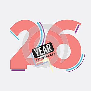 26th Years Anniversary Logo Birthday Celebration Abstract Design Vector photo