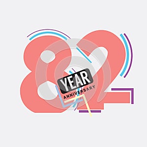 82th Years Anniversary Logo Birthday Celebration Abstract Design Vector