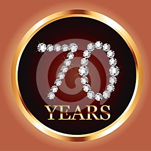 70th years happy birthday anniversary card gold invitation diamond number