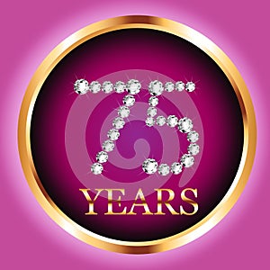 75th years happy birthday anniversary card gold invitation diamond number