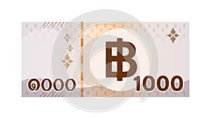 Thai 1000 Baht Banknote Money isolated on white, Thai Currency One Thousand THB, Money Thailand Baht for Flat icon style,