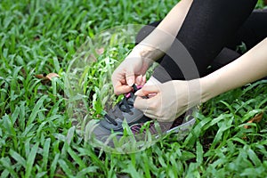 Thai adult beautiful girl relax and smile in the park