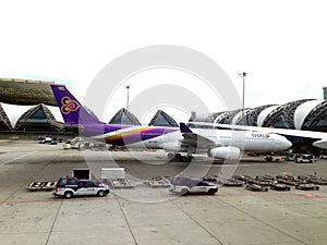 Thai Airway Flight at Suvanaphumi Airport, Bangkok