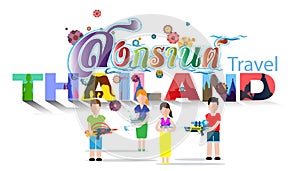 Thai alphabet  Happy New Year Thailand Festival Songkran. Travel Thailand  Text.Banner modern Idea and Concept - Vector