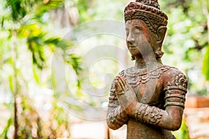 Thai ancient angel act like paying respect or sawasdee