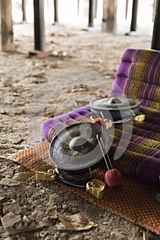 Thai ancient hammer, drum and cushion