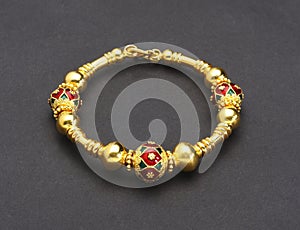 Thai ancient style golden bracelet