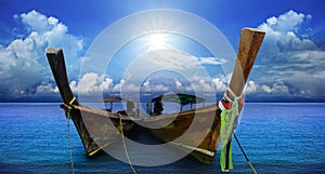 Thai andaman long tailed boat southern of thailand on sea beach