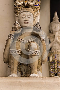 Thai angel as Old Ubosot in Wat Buak Krok Luang , Chiangmai