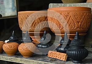 Thai antique clay pot earthware