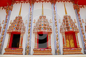 Thai architechture and thai pattren in the temple photo