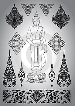 Thai art buddha pattern vector