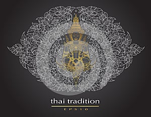 Thai art element Traditional of buddha flowers