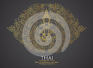 Thai art element Traditional gold for greeting cards