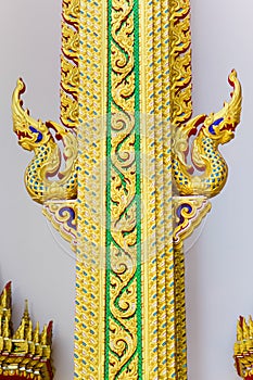 Thai art golden of head king of nagas