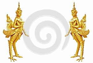 Thai art Kinnaree statue : The mythical half bird half woman