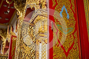 Thai art windows in temple