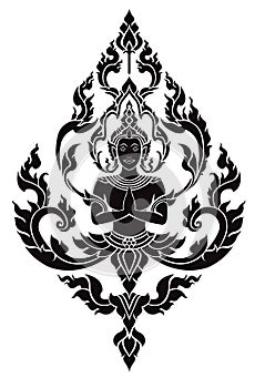 Thai arts angel, vector pattern