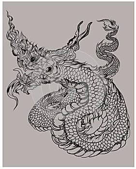 Thai asian dragon isolate on white background.