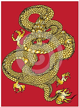 Thai asian dragon isolate on white background.