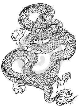 Thai asian dragon isolate on white background.